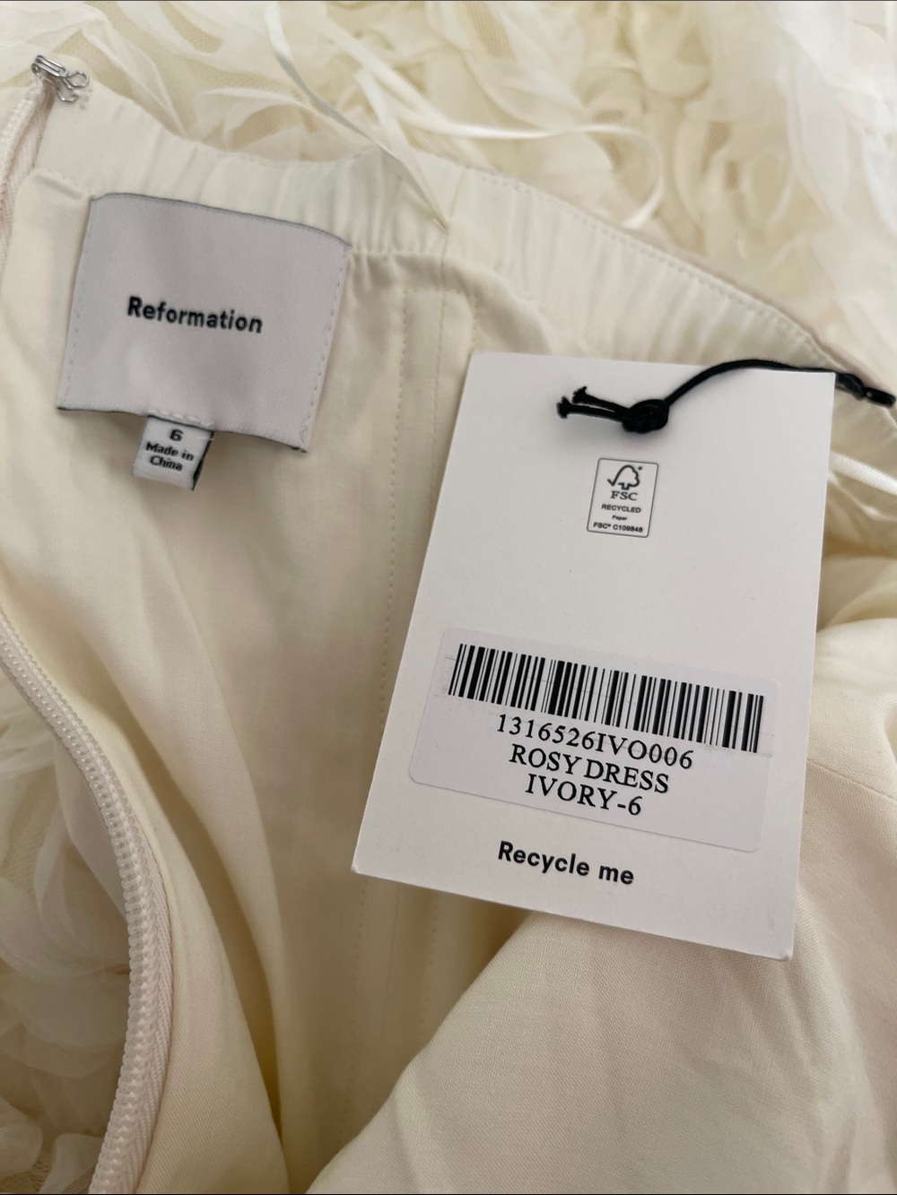 REFORMATION Rosy Strapless Floral Rosette Tulle White Maxi Dress Size 6 - Picture 7 of 8
